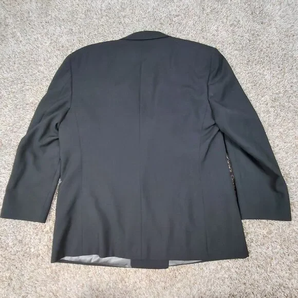 Christian Dior Double Breasted Blazer Mens 44R Black Wool Gold Button Sport Coat